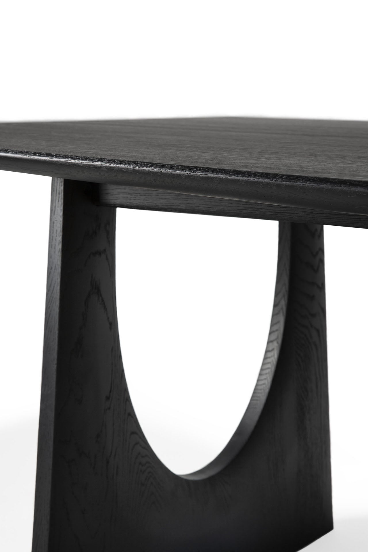 Geometric Black Oak Dining Table, 98"