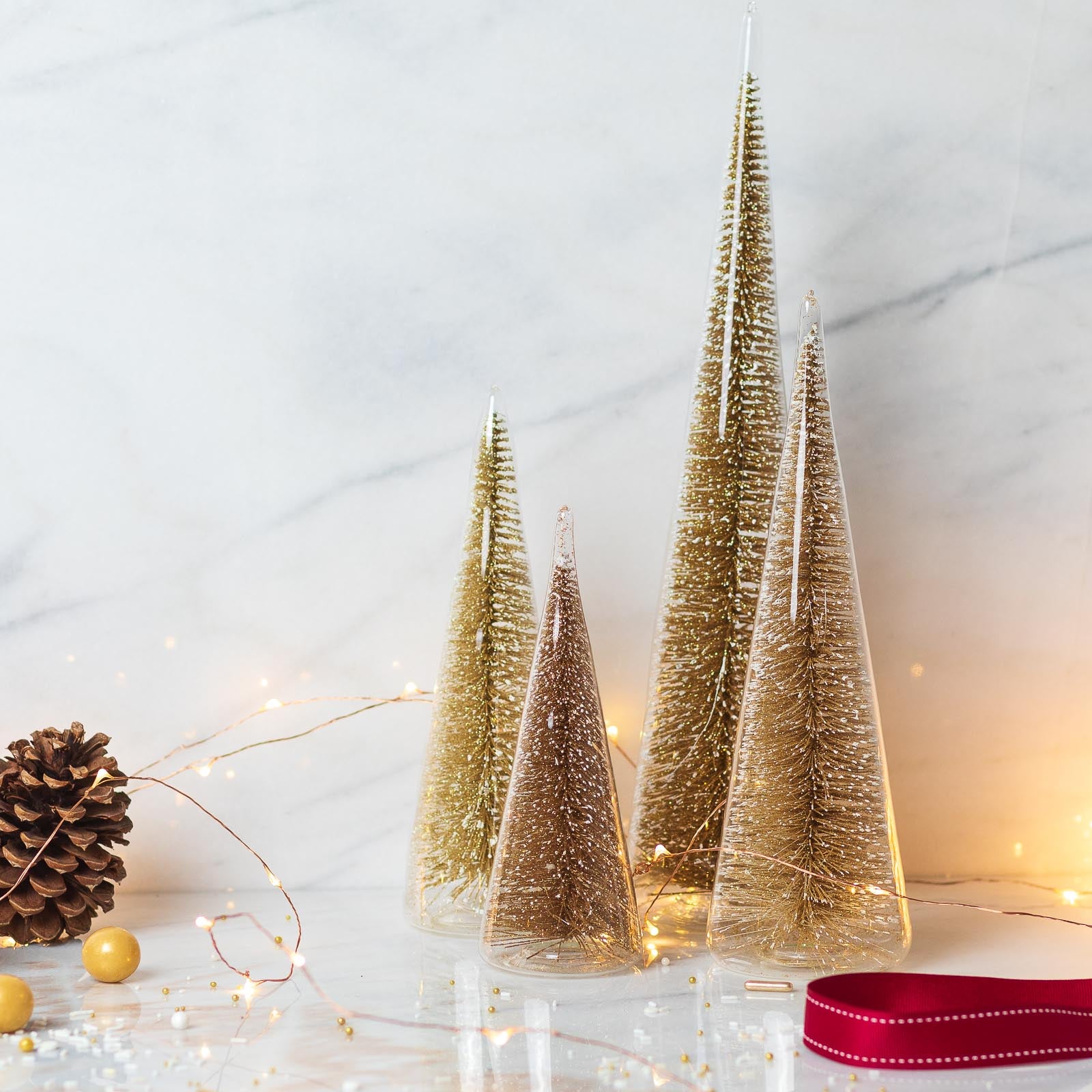 Modern Tree with Champagne Glitter, Medium