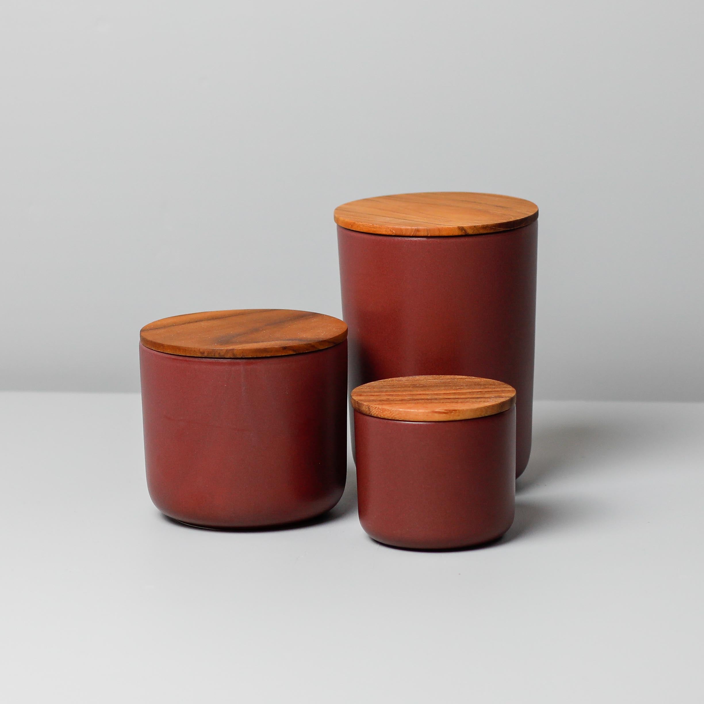 Brampton Stoneware Extra Large Canister, Burgundy