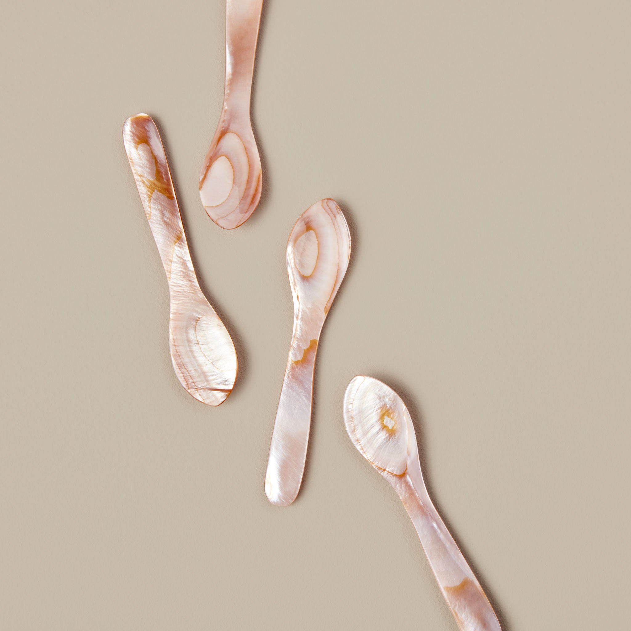 Pink & Brown Large Seashell Spoons, Set of 4