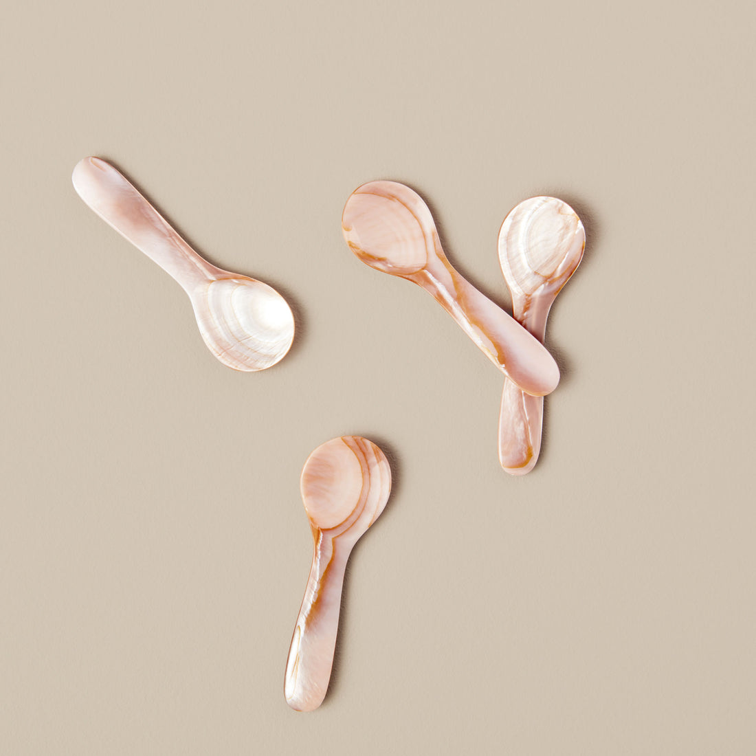 Pink &amp; Brown Small Seashell Spoons, Set of 4