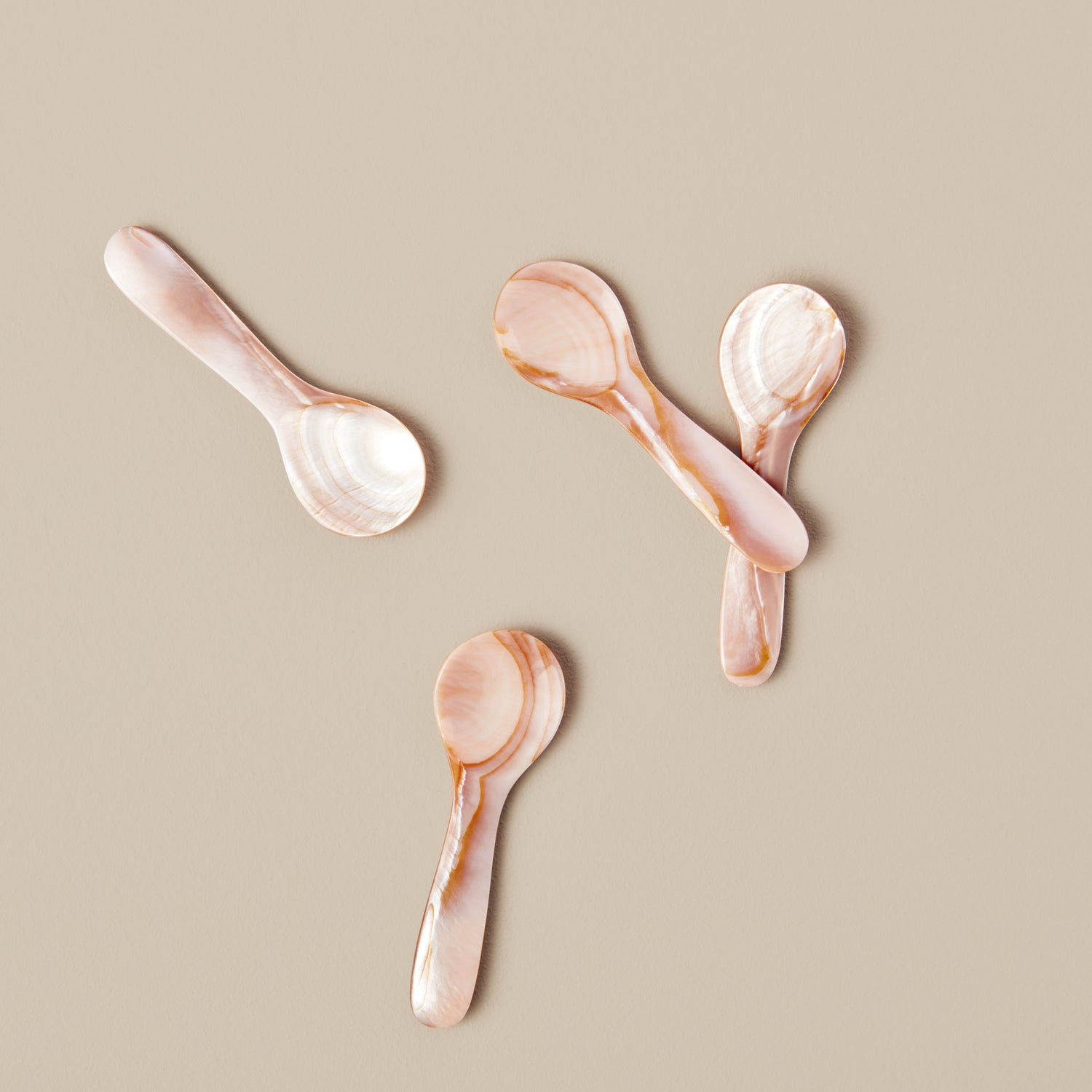 Pink &amp; Brown Small Seashell Spoons, Set of 4
