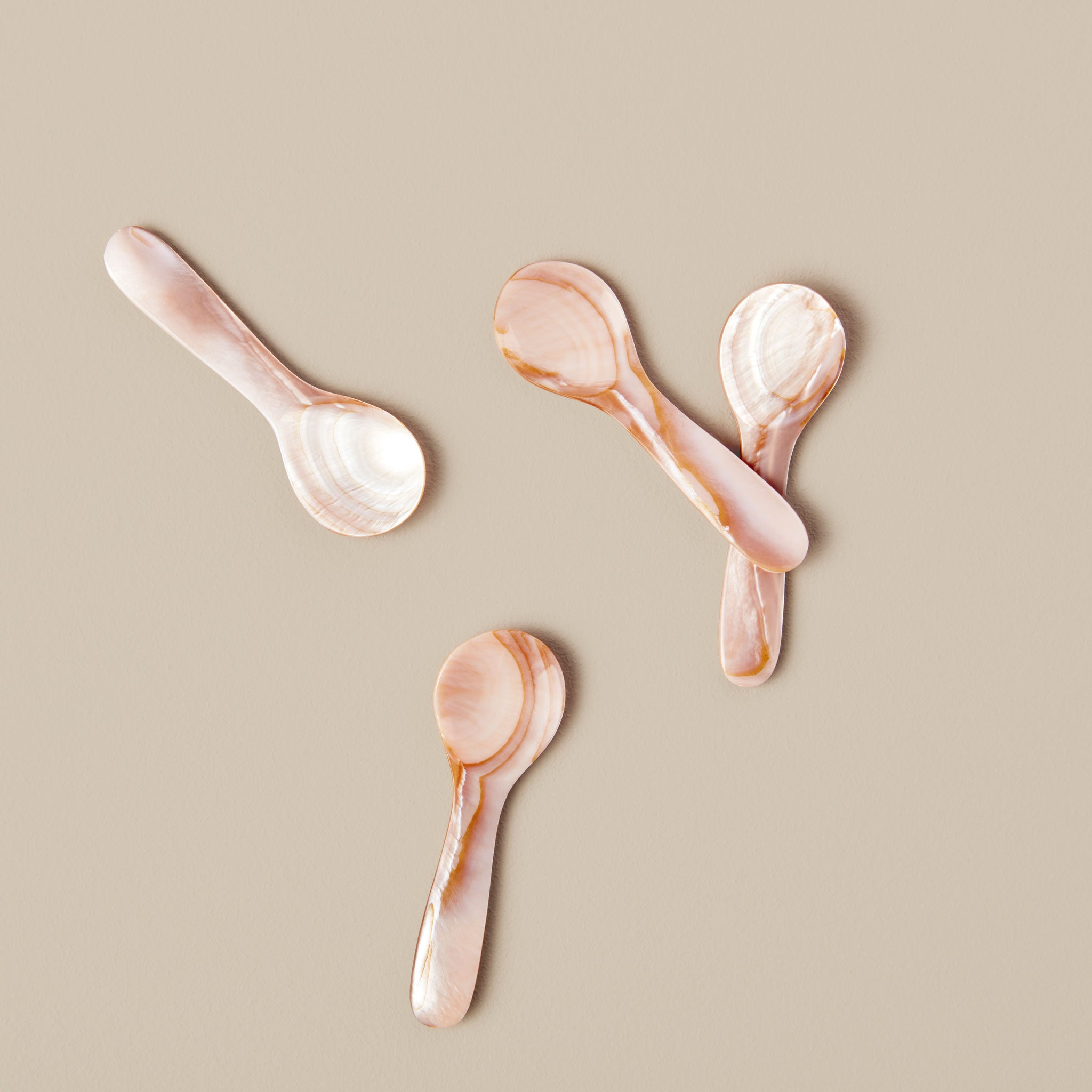Pink & Brown Small Seashell Spoons, Set of 4
