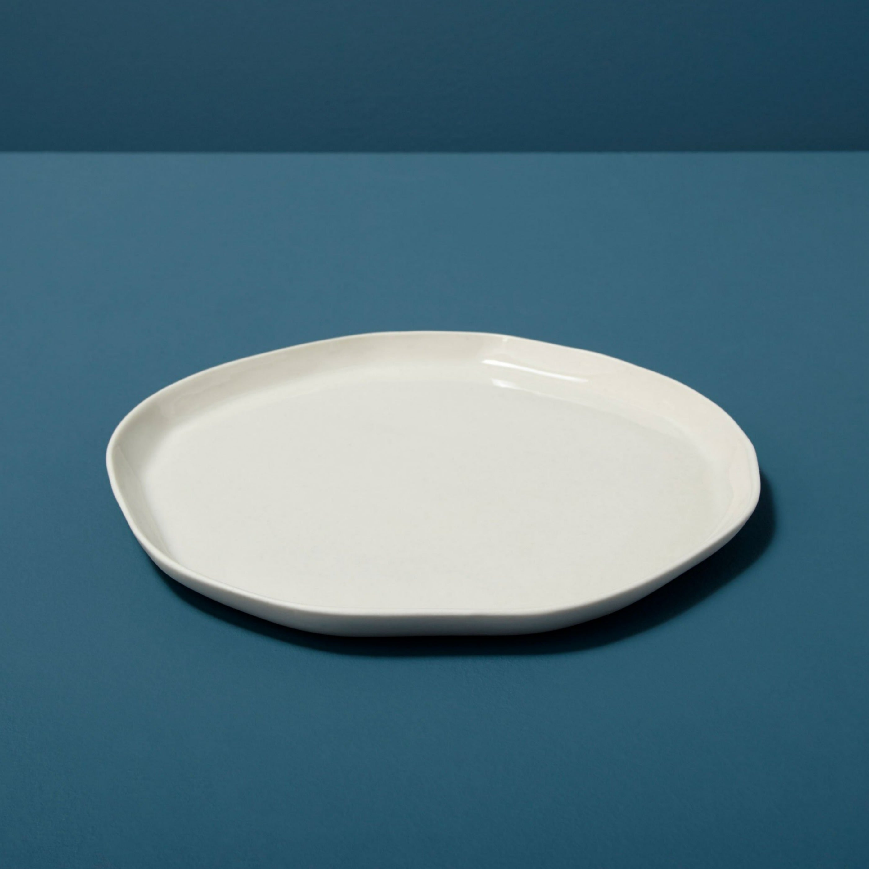 Tam Stoneware Flat Dinner Plate, Pearl, Set of 4