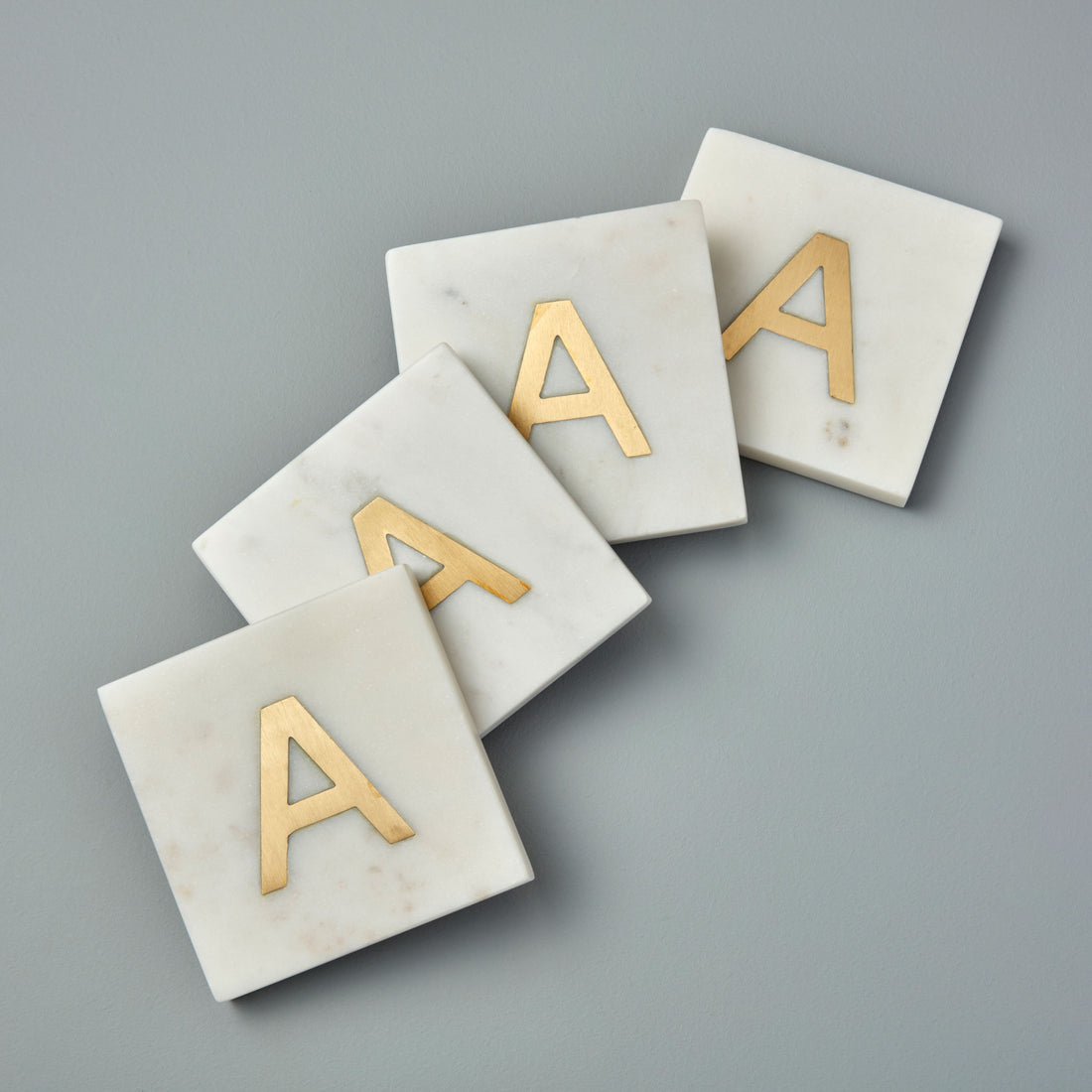Verona Marble Monogram Coasters Set of 4 - Letter A