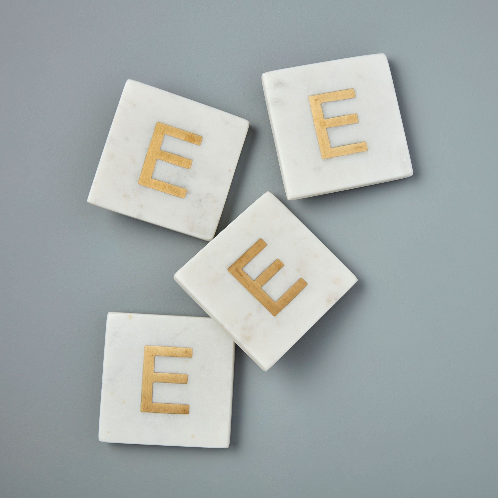Verona Marble Monogram Coasters Set of 4 - Letter E