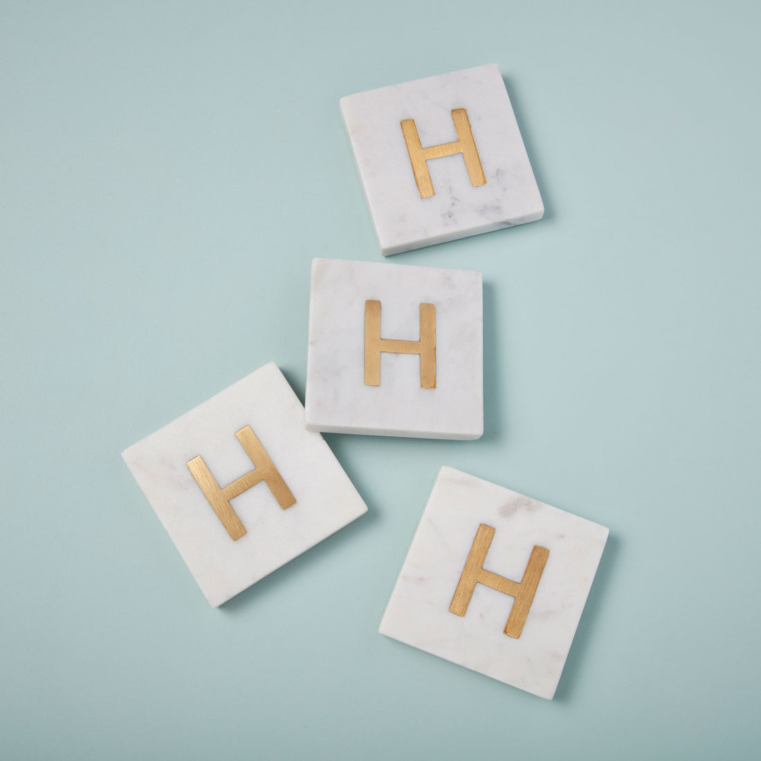 Verona Marble Monogram Coasters Set of 4 - Letter H