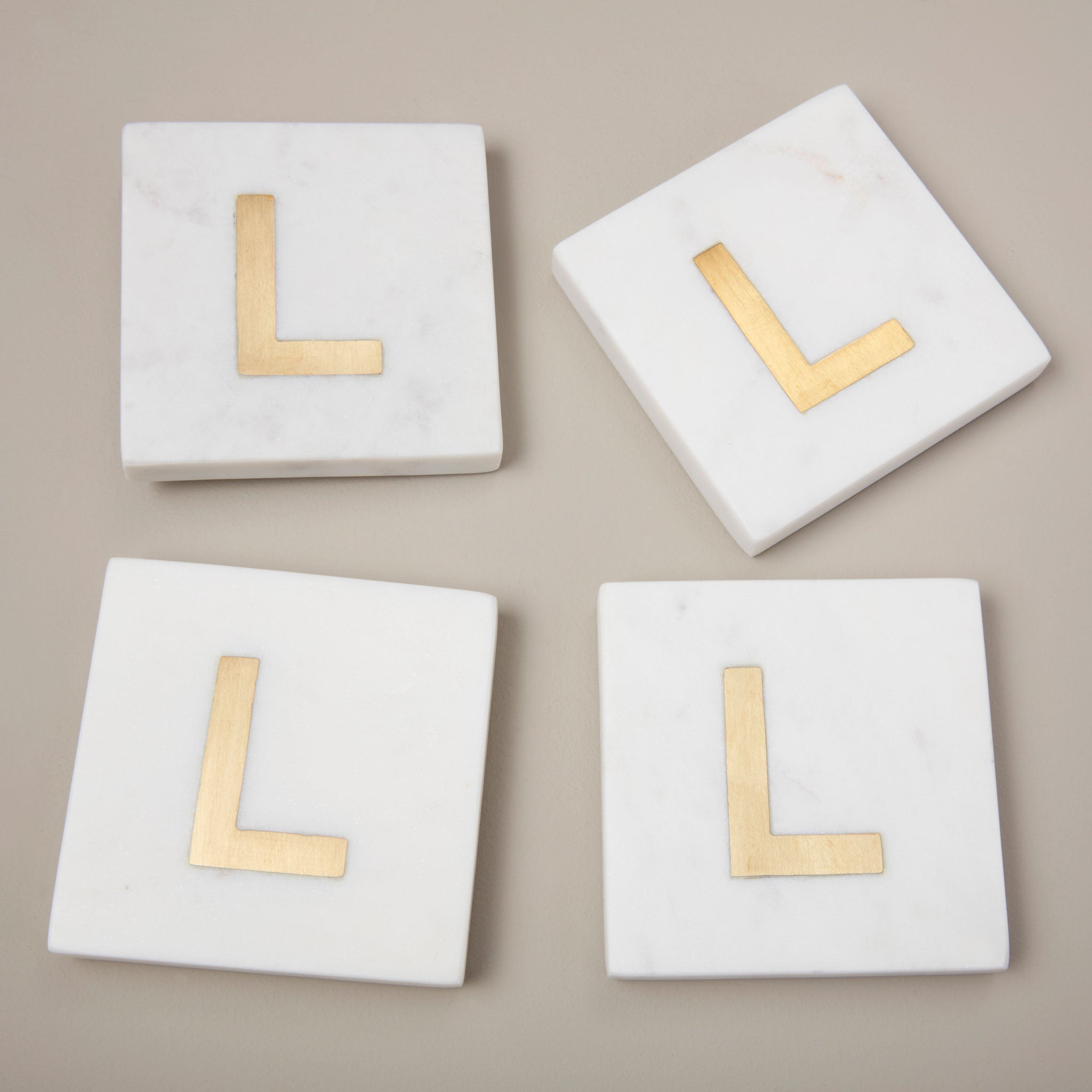 Verona Marble Monogram Coasters Set of 4 - Letter L