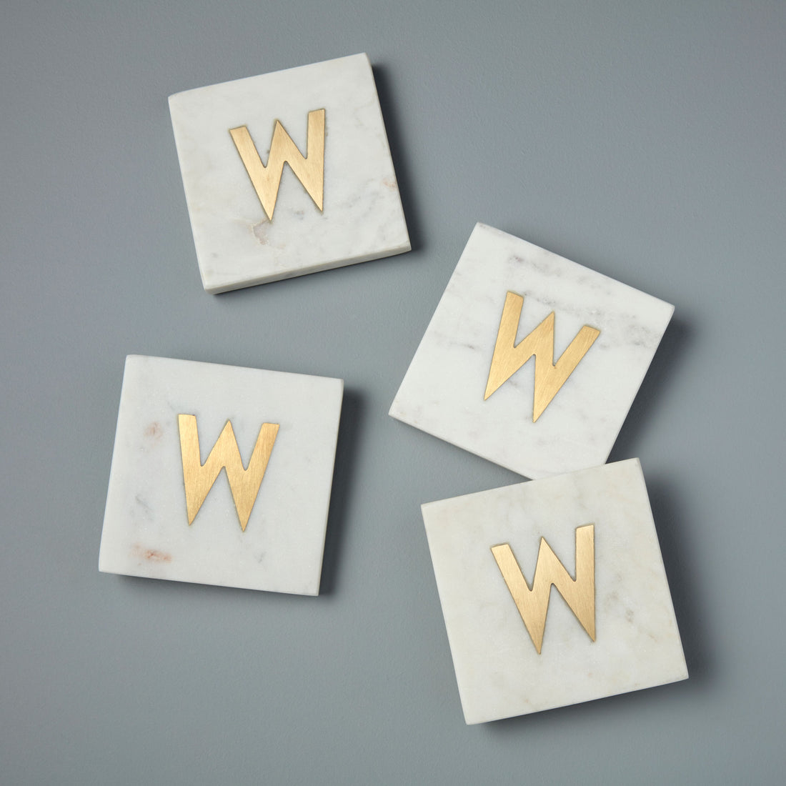 Verona Marble Monogram Coasters Set of 4  - Letter W