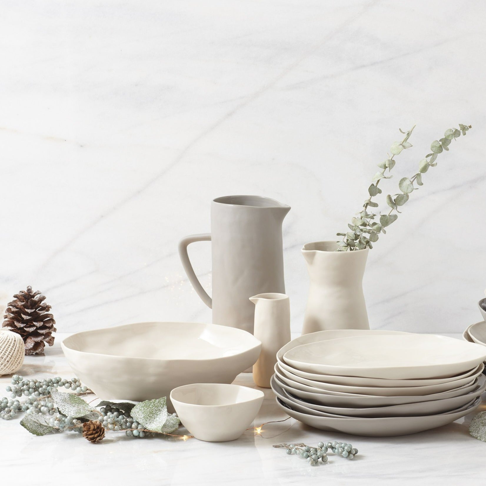 Tam Stoneware Dessert Bowl, Pearl, Set of 4