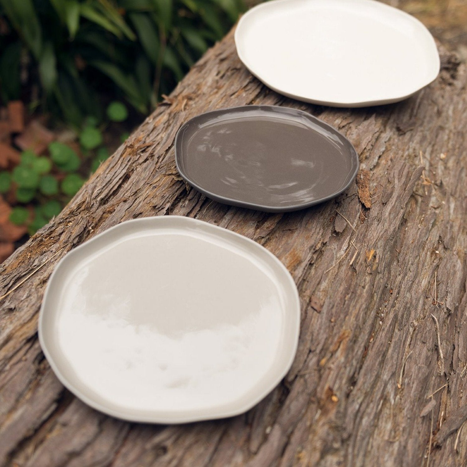 Tam Stoneware Flat Dinner Plate, Sterling, Set of 4