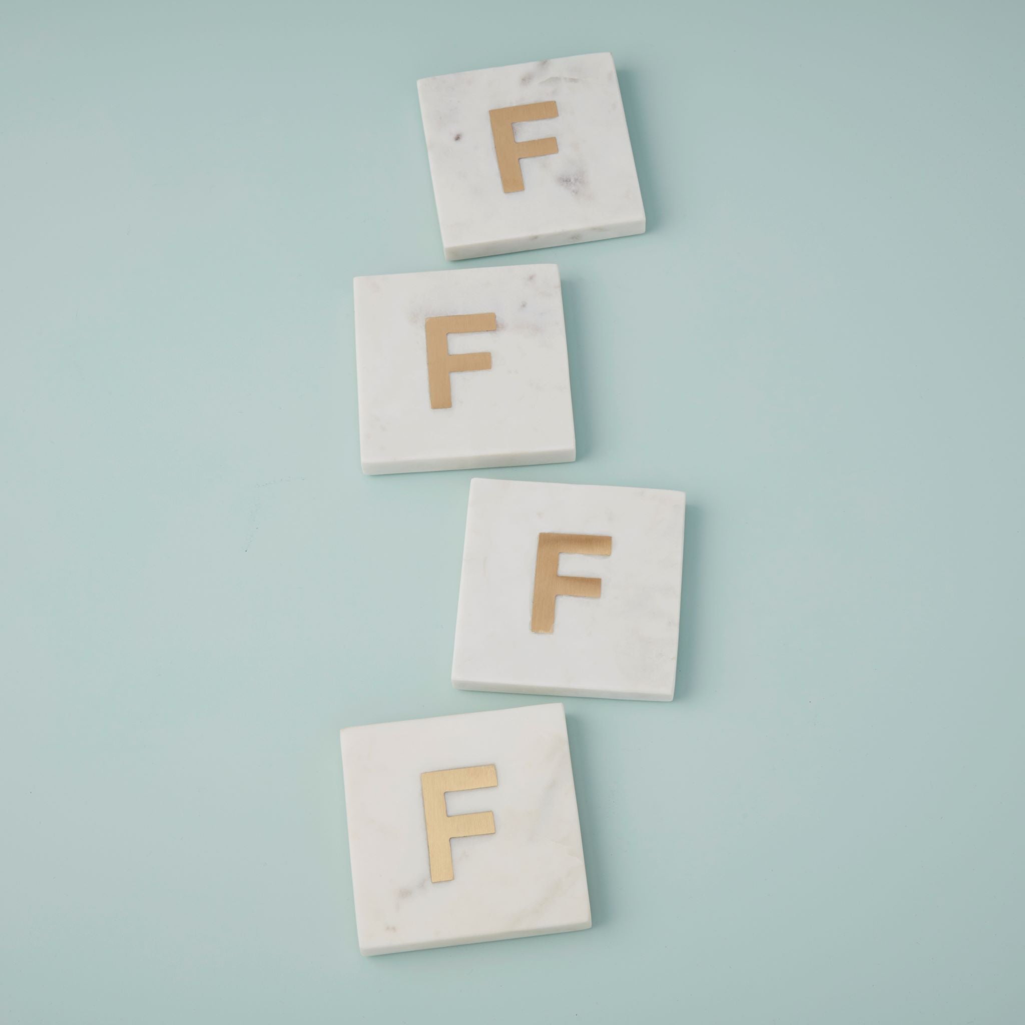 Verona Marble Monogram Coasters Set of 4 - Letter F