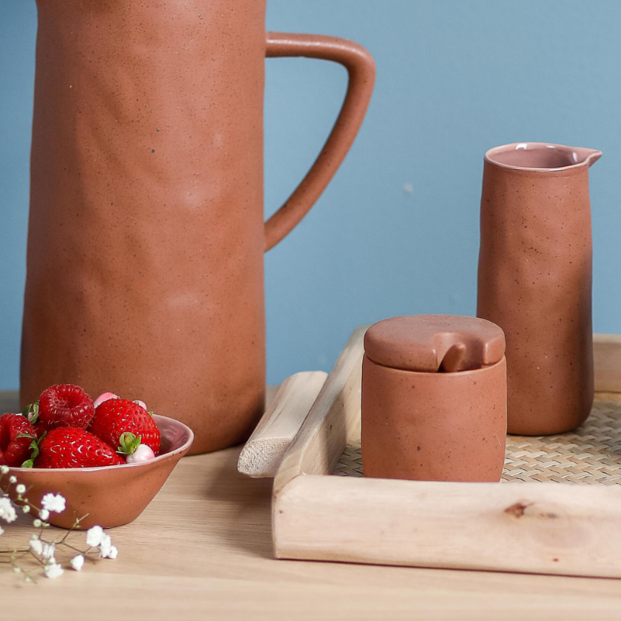 Tam Stoneware Pouring Carafe, Terracotta Rose