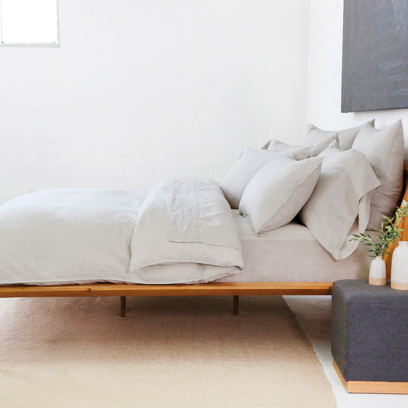 Parker Linen King Duvet Set, Flax