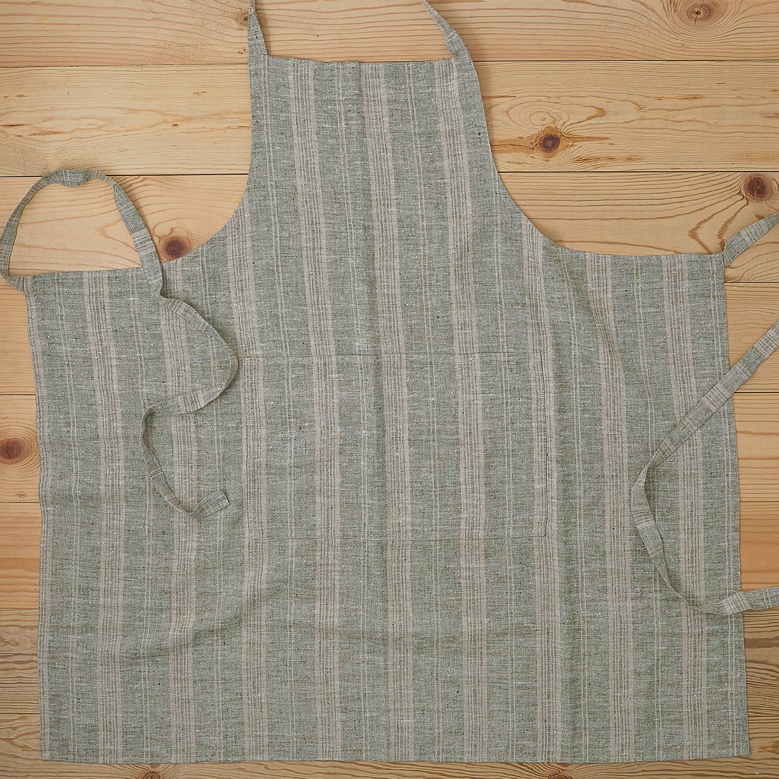Multistripe Apron, Forest Green