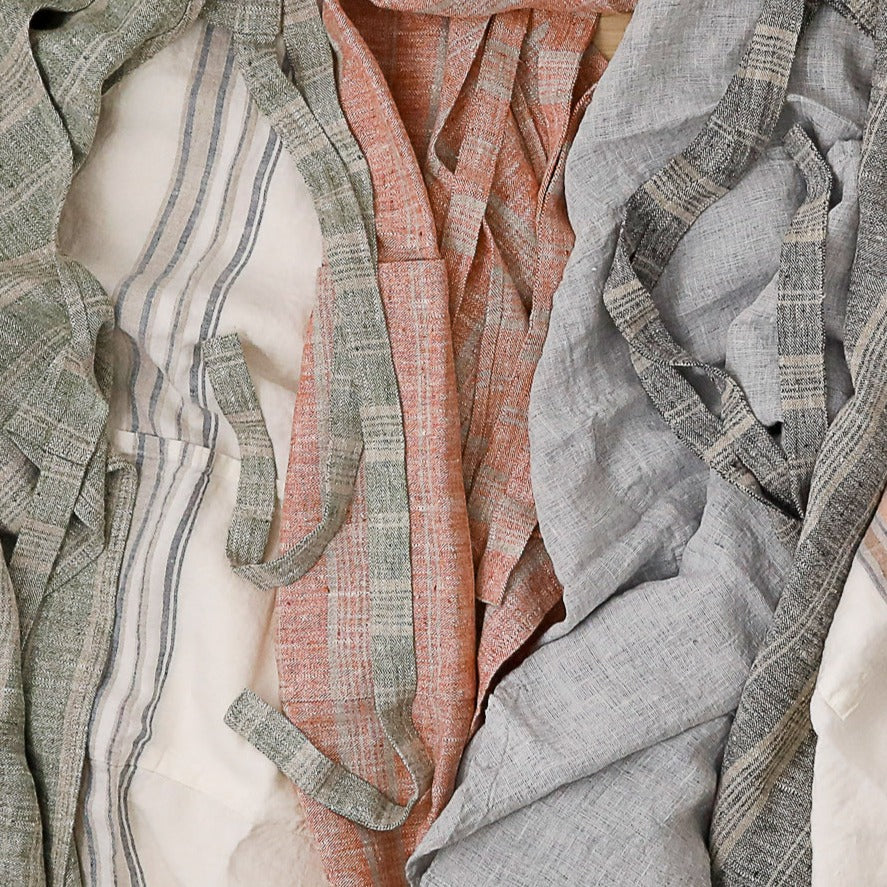 Multistripe Apron, Brick and Natural