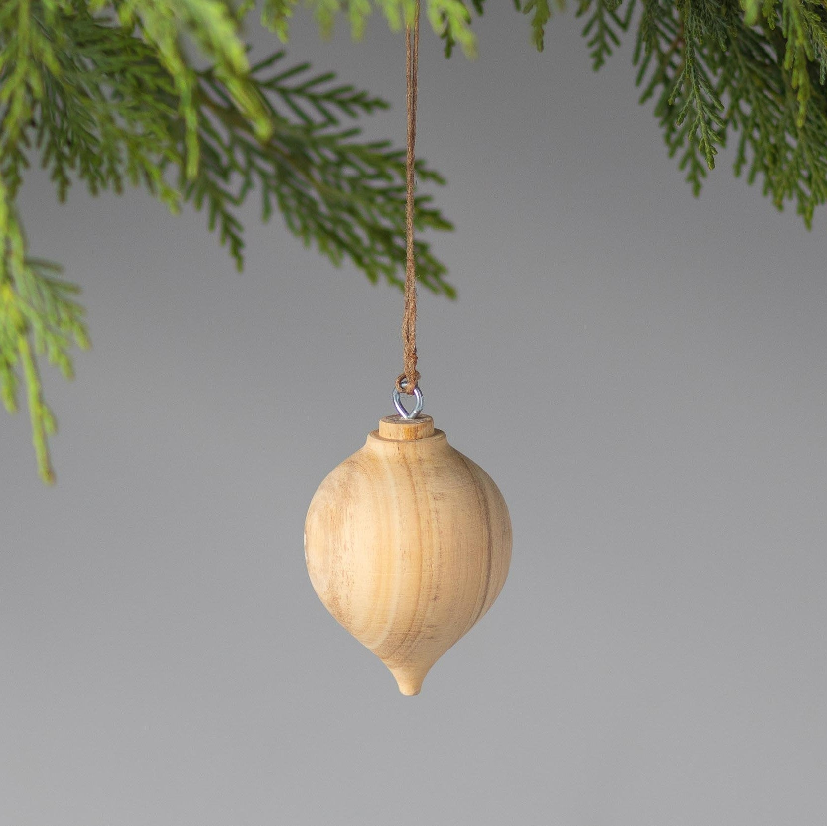 Pine Round Drop Spindle Ornament