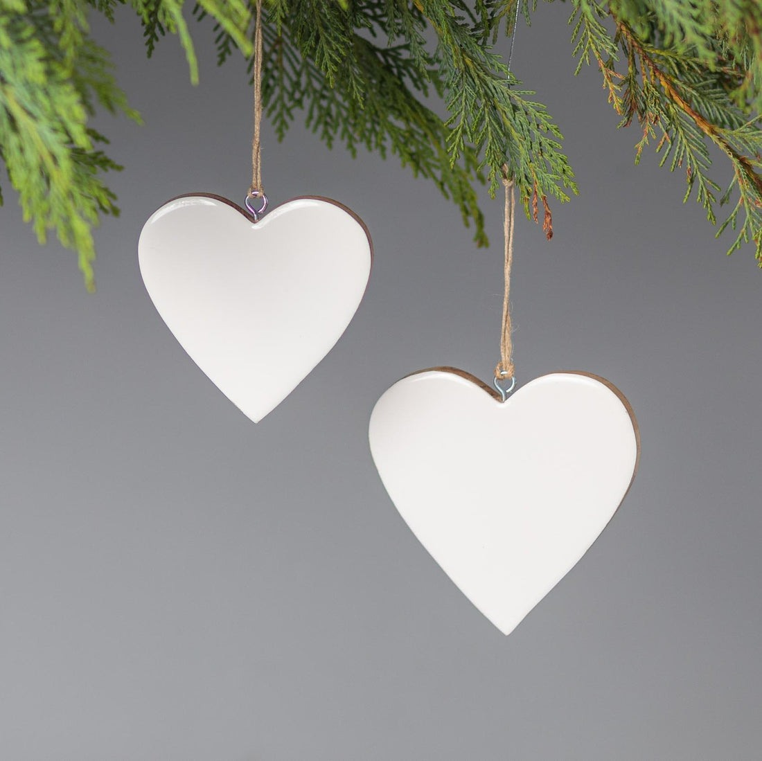 Mango Wood &amp; Enamel Heart Ornament, Large