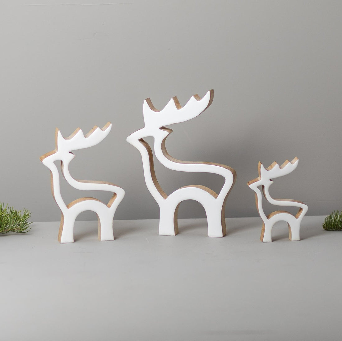 Mango Wood &amp; Enamel Cut Out Reindeer, Medium