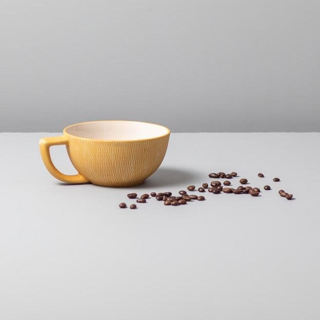 Marigold Crosshatch Latte Mugs, Set of 4