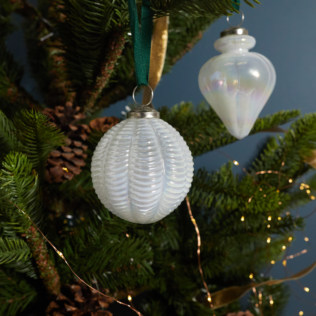 Opalescent Glass Scalloped Ornament