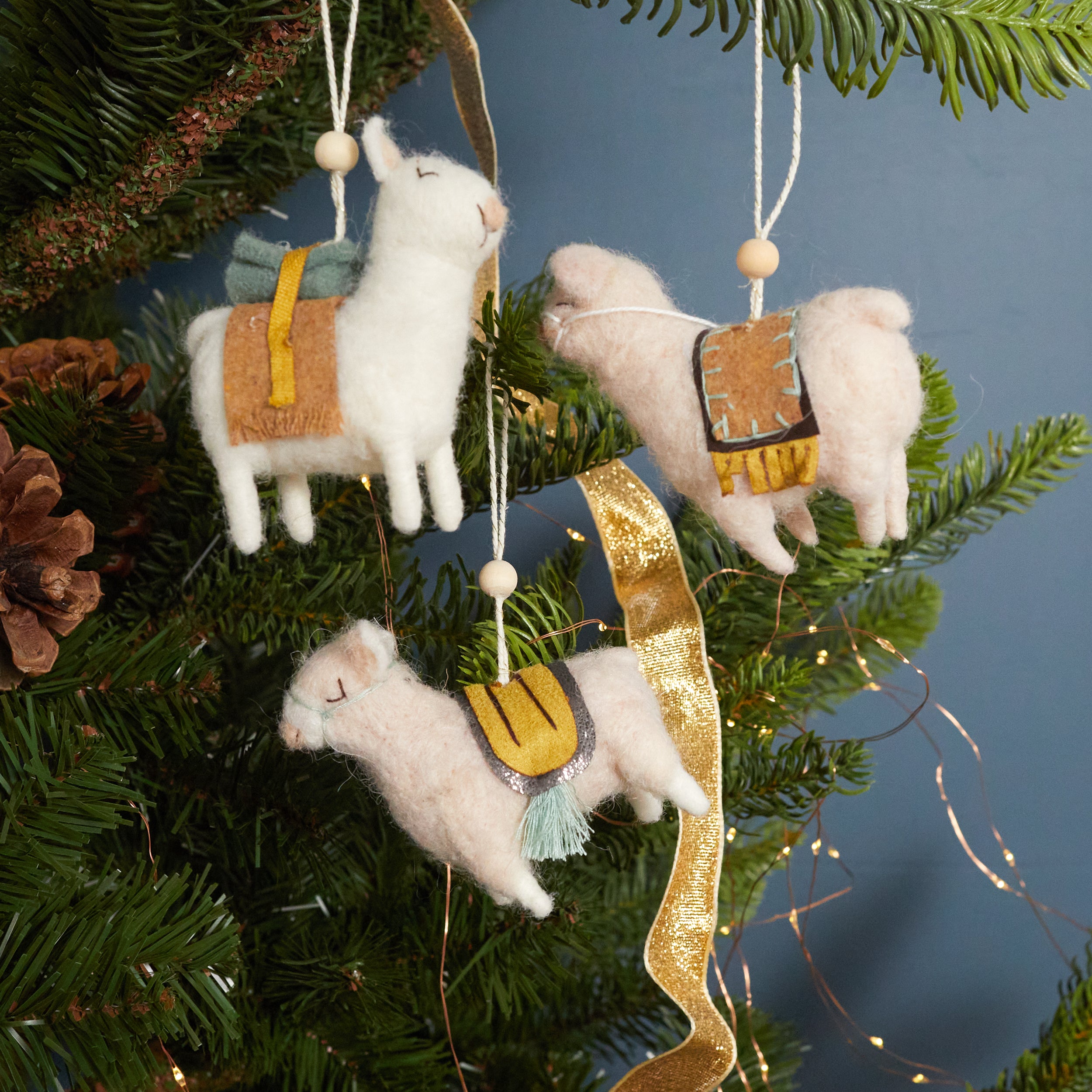 Set of 3, Christmas Ornaments, Felt Christmas Decorations