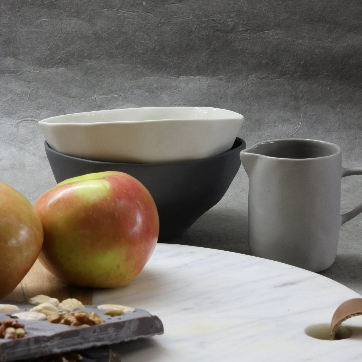 Tam Stoneware Dessert Bowl, Pearl, Set of 4