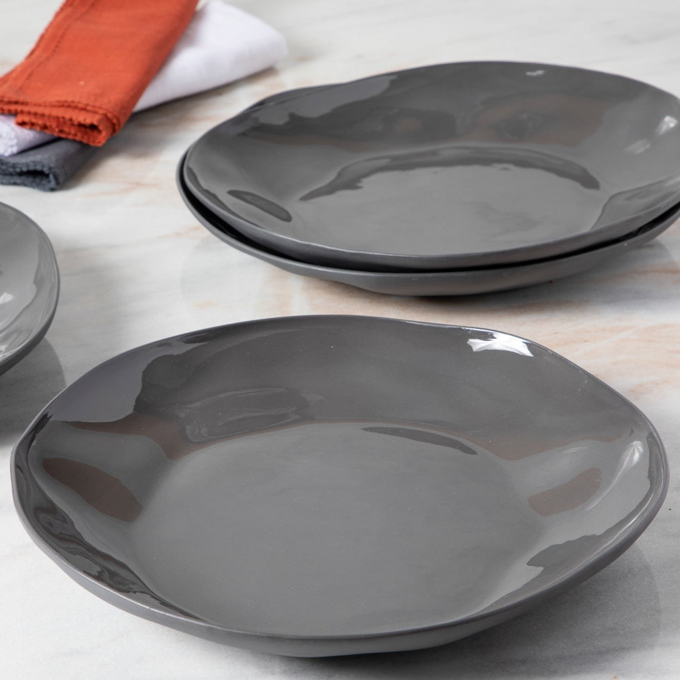 Tam Stoneware Side Plate, Slate, Set of 4