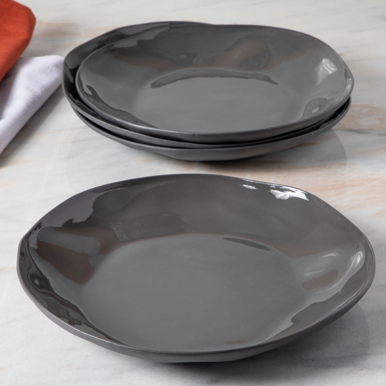 Tam Stoneware Side Plate, Slate, Set of 4