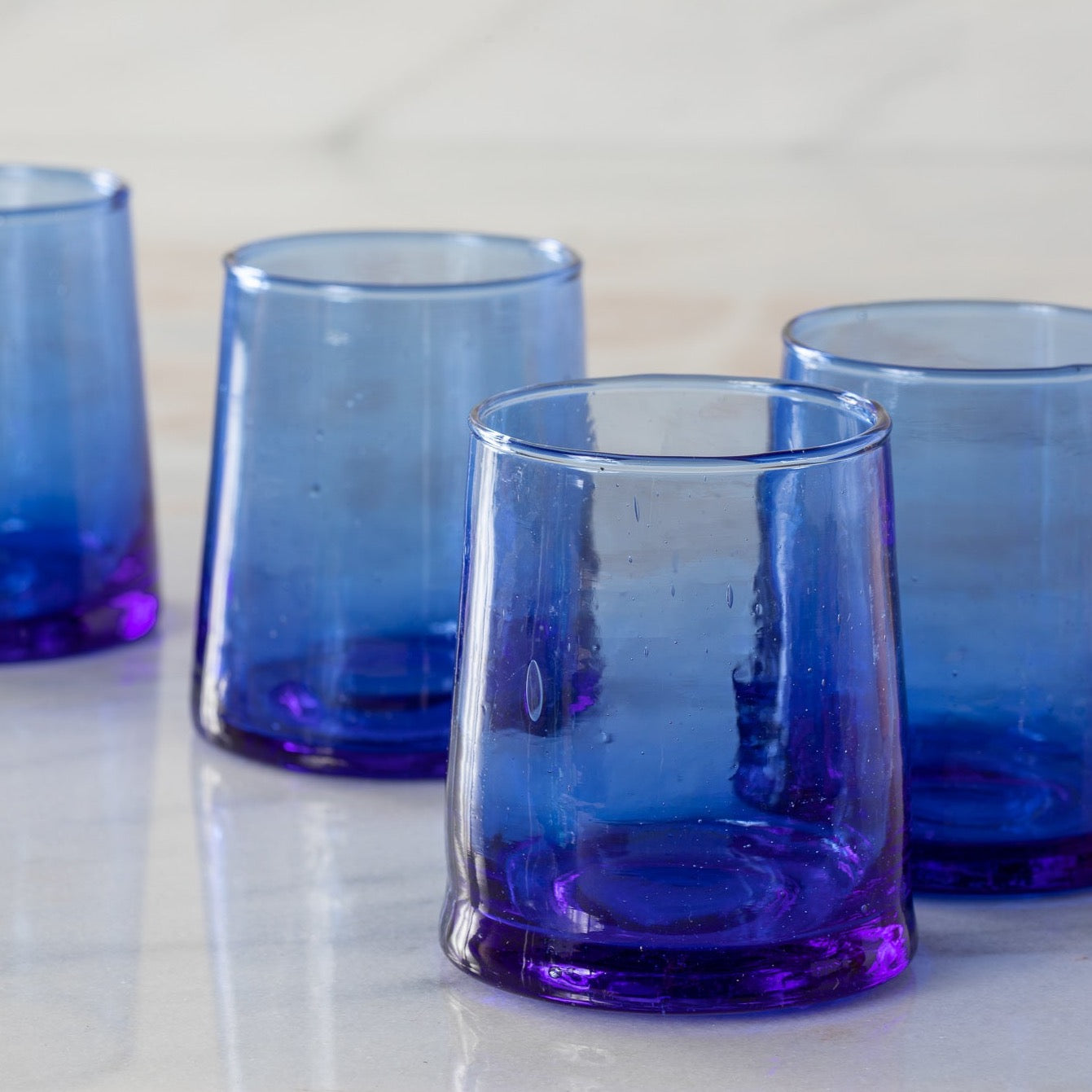 Recycled Cone Glass, Blue, Set of 4