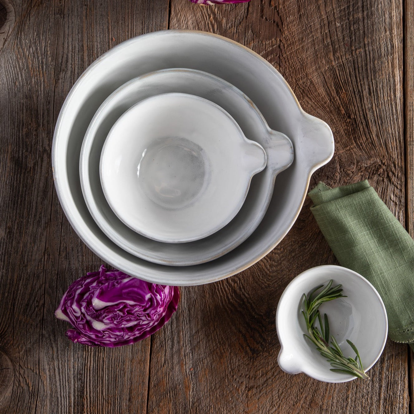 Stoneware Nested Mixing Bowls Set