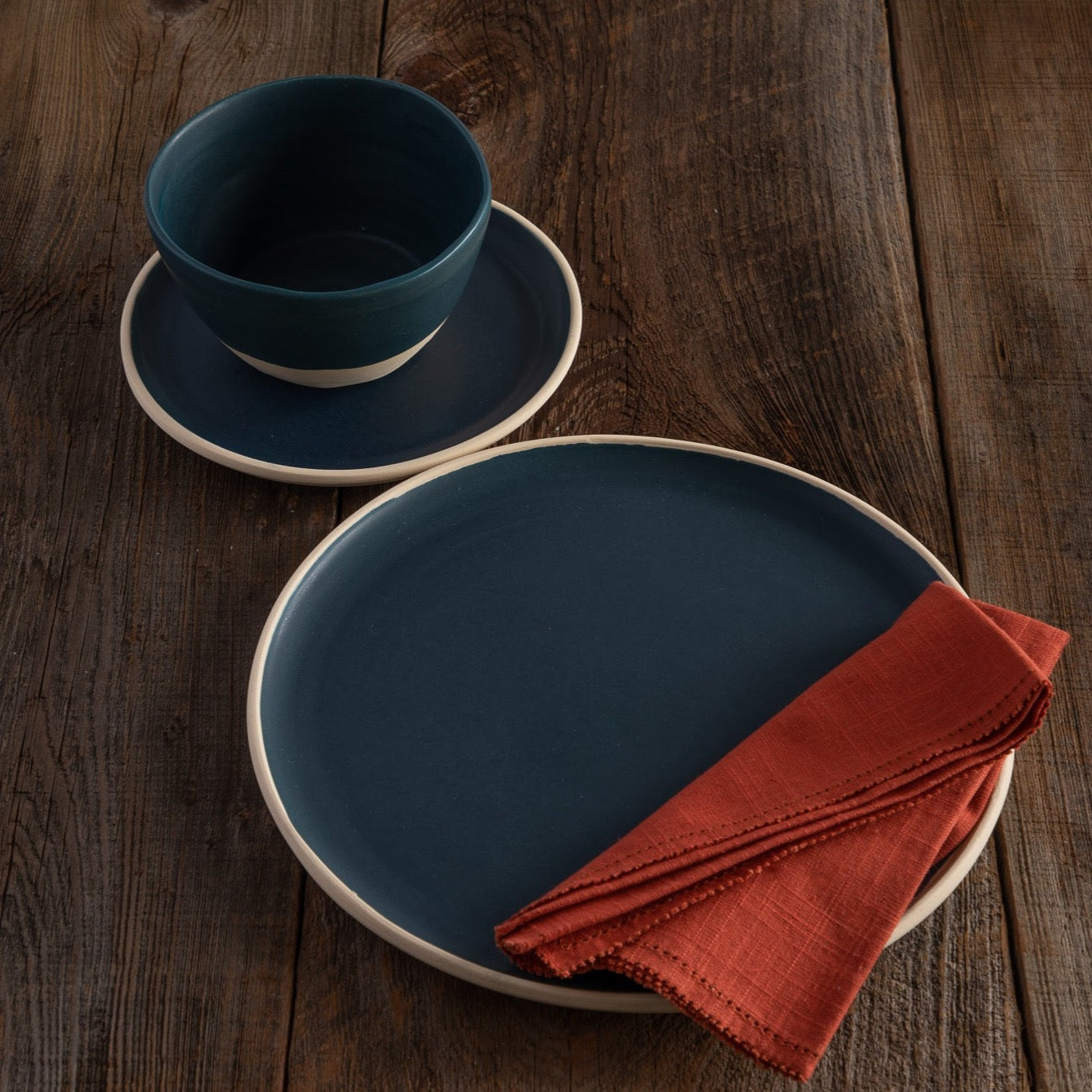 Treves Dinner Plate, Navy, Set of 4