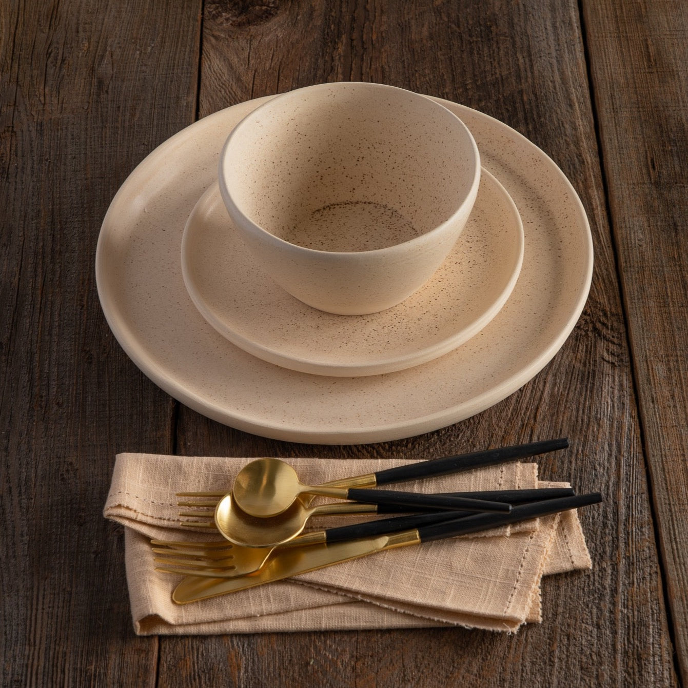 Treves Side Plate, Speckled Nude, Set of 4