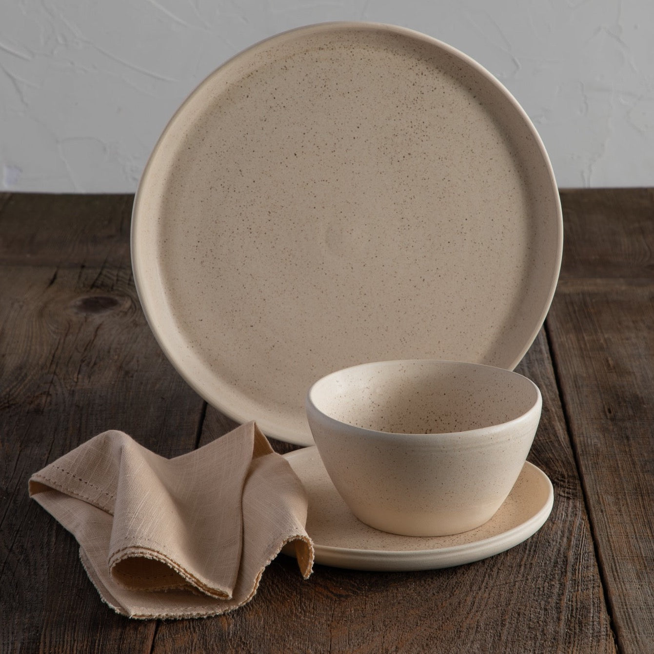 Treves Dinner Plate, Speckled Nude, Set of 4