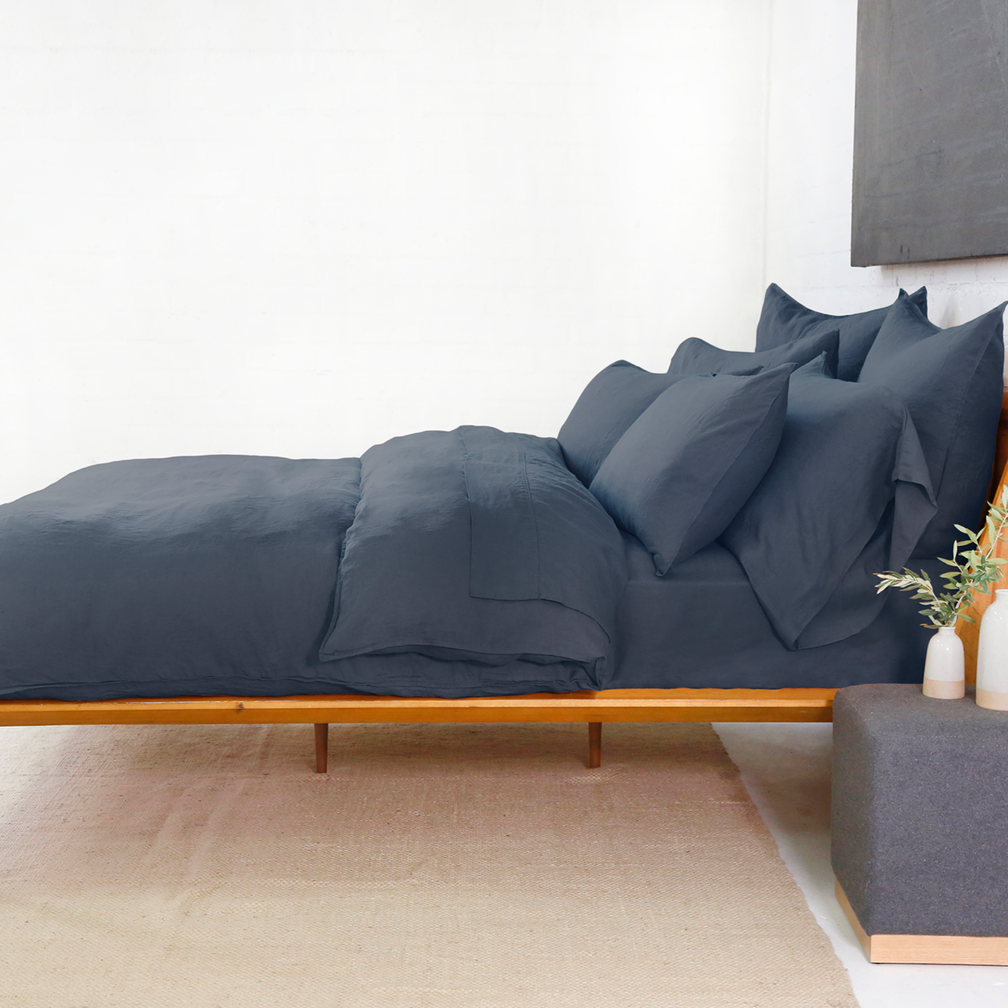 Parker Linen King Duvet Set, Navy