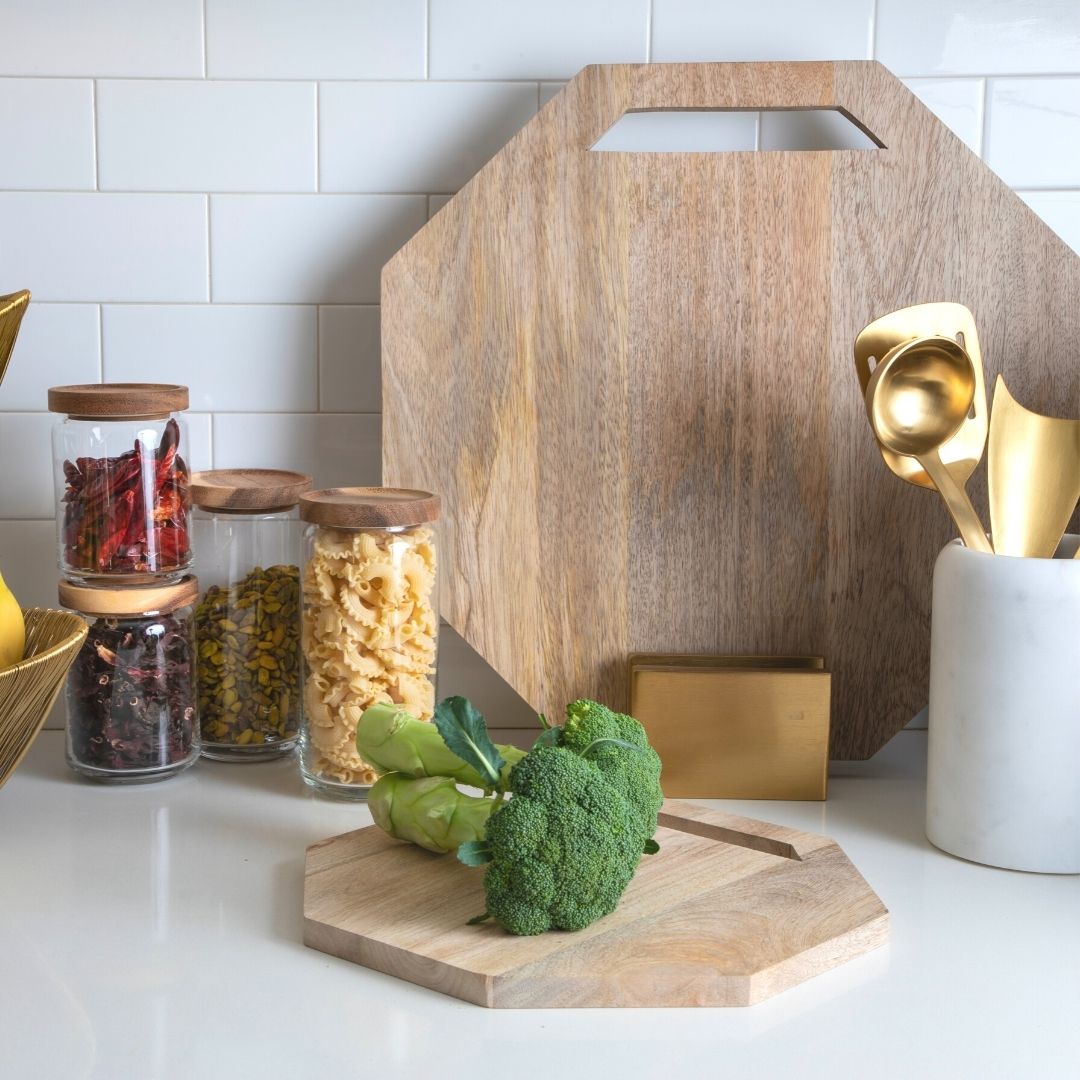 Raw Mango Wood Geometric Board Set