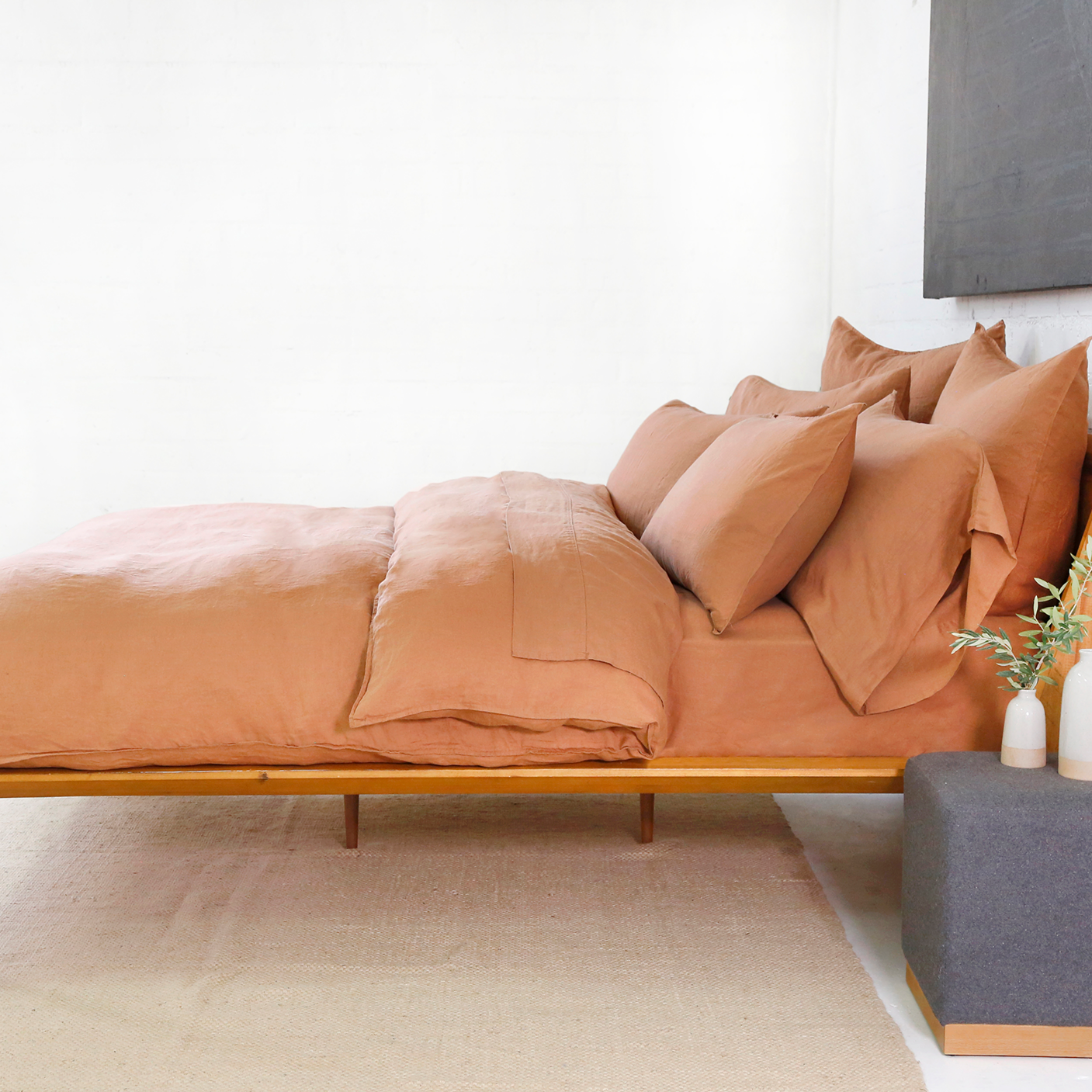 Parker Linen King Duvet Set, Terra Cotta