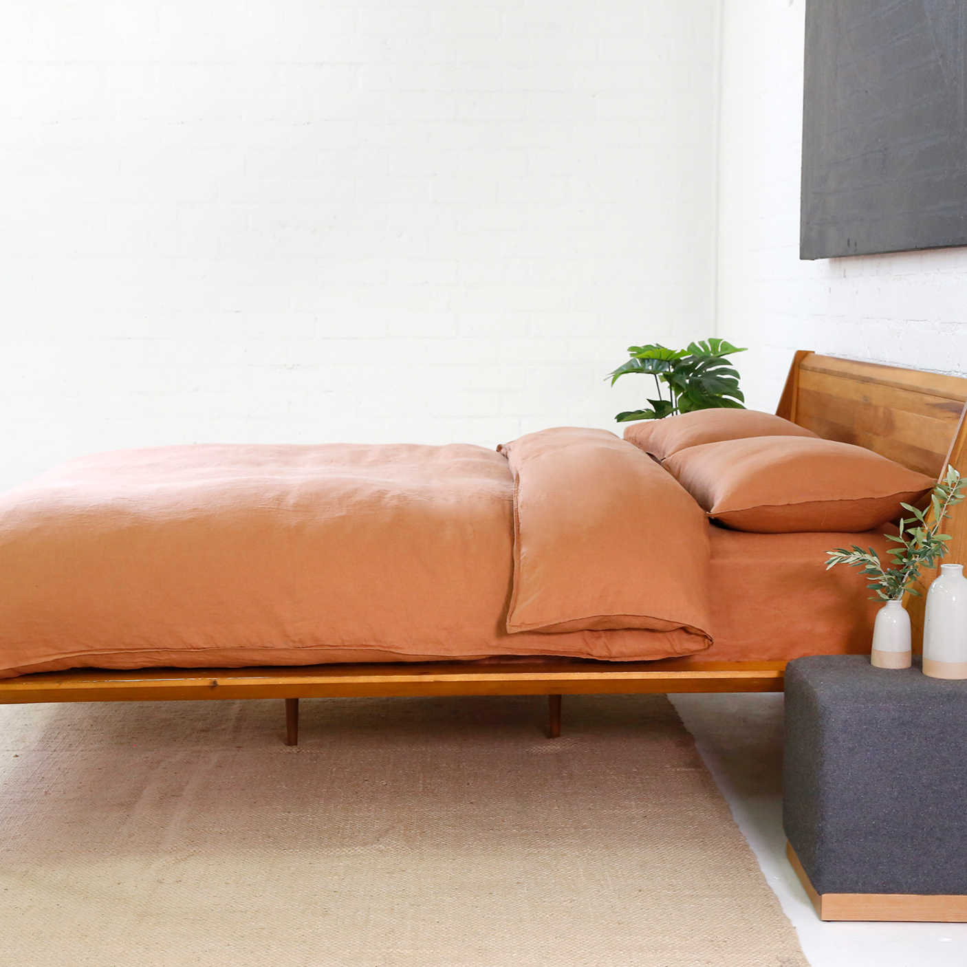 Parker Linen King Duvet Set, Terra Cotta