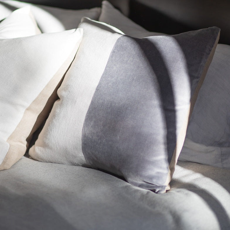 Velvet & Linen Square Pillow, Moonstone