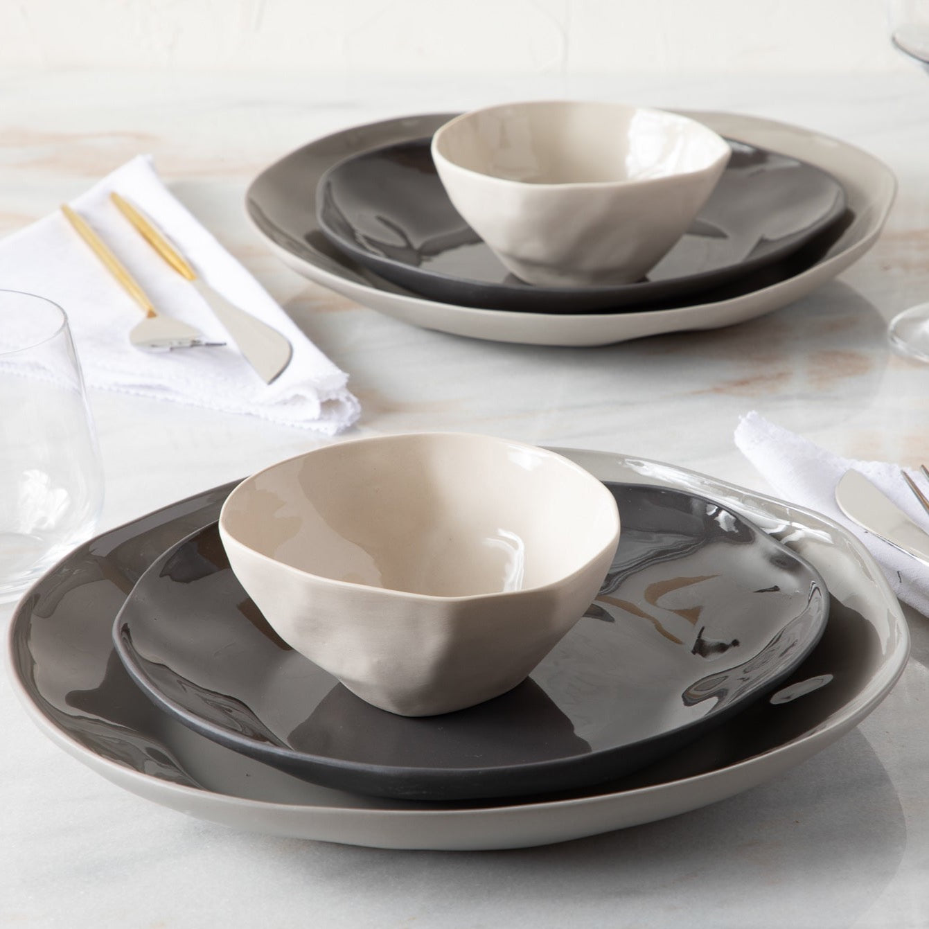 Tam Stoneware Side Plate, Slate, Set of 4