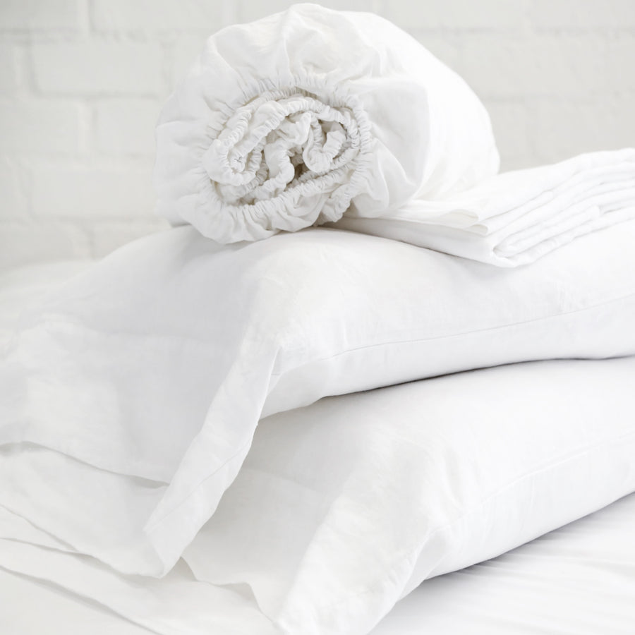 Belgian Linen Queen Sheet Set, White