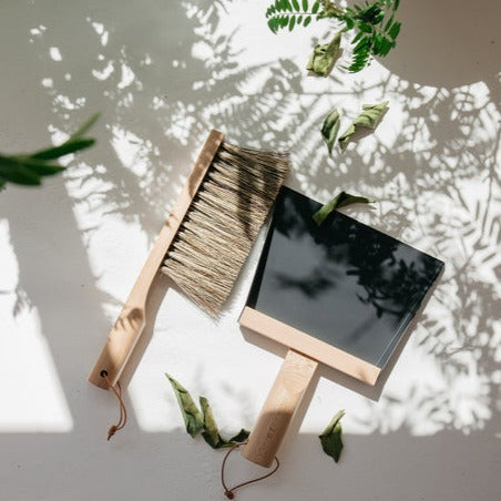 Dustpan & Natural Brush Set, Black