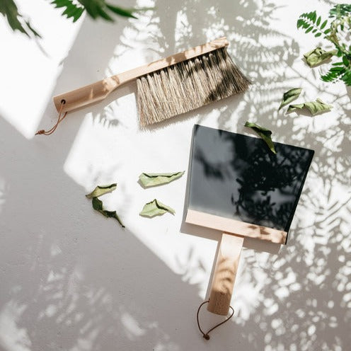 Dustpan & Natural Brush Set, Black