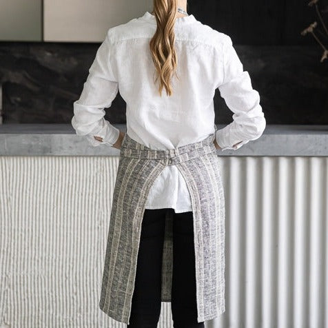 Multistripe Apron, Black and Natural
