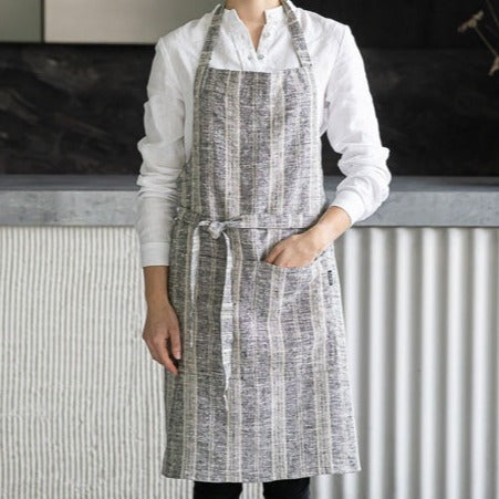 Multistripe Apron, Black and Natural