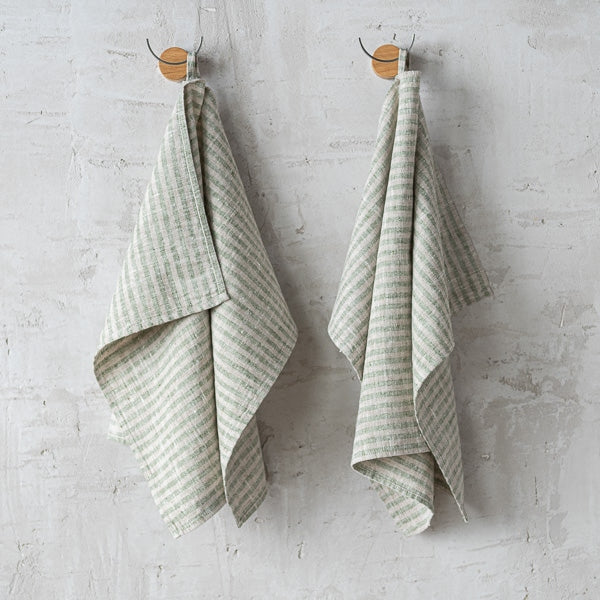 Brittany Hand Towels, Set of 2, Forest Green and Natural