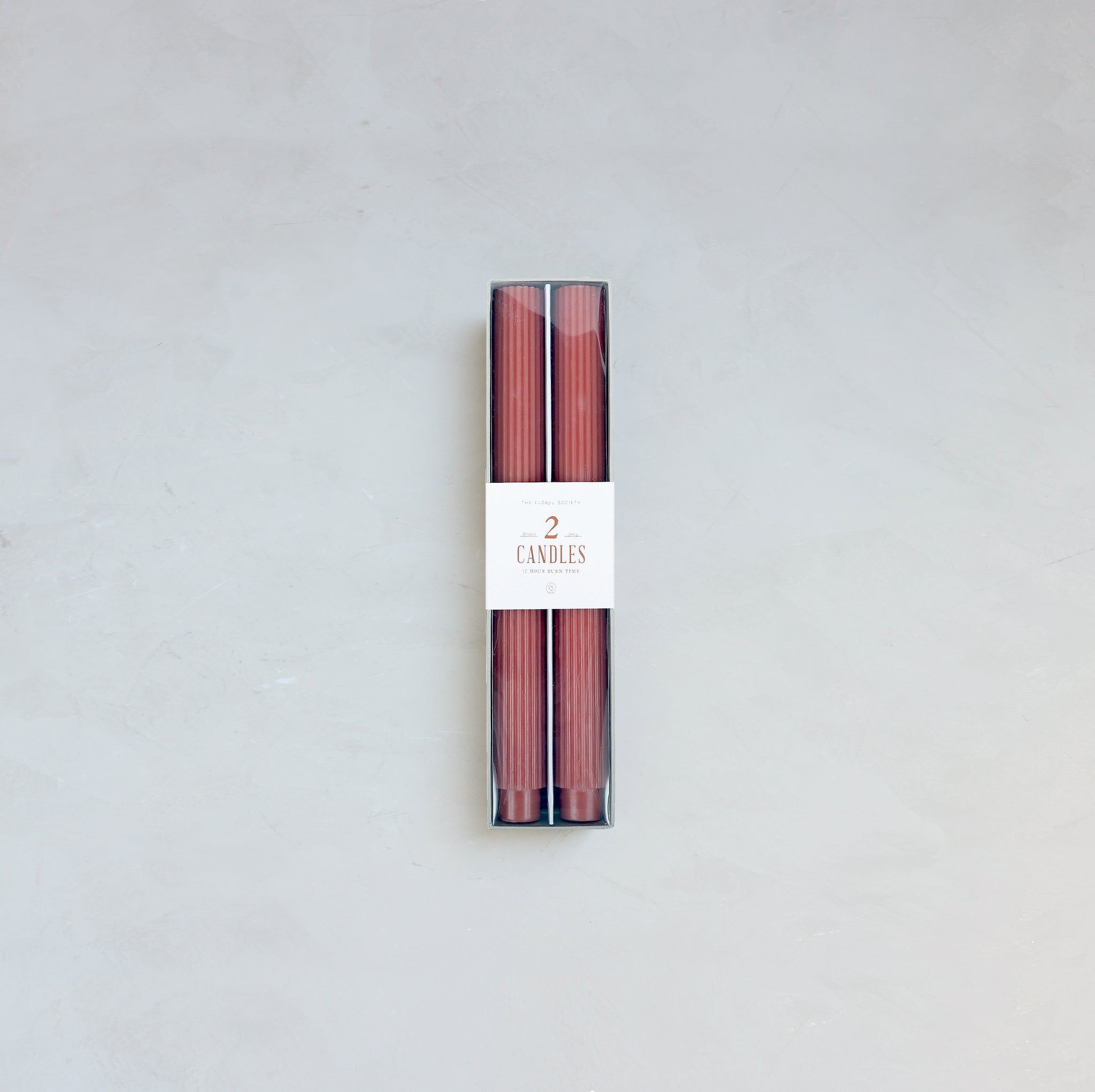 Ribbed Taper Candle, Set of 2, Clay