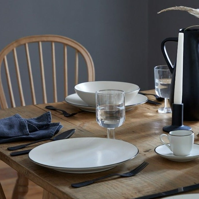 Augusta Pasta Bowl, Natural with Black, Set of 6