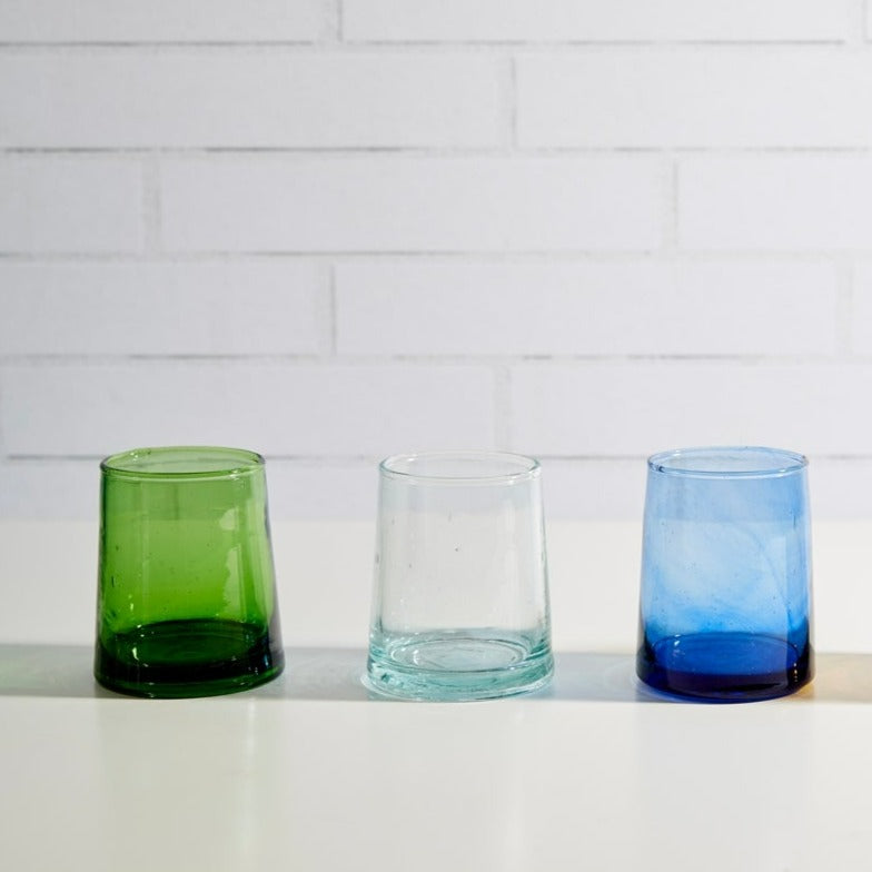 Recycled Cone Glass, Blue, Set of 4