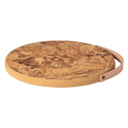 Cork Trivet with Leather Handle, Large